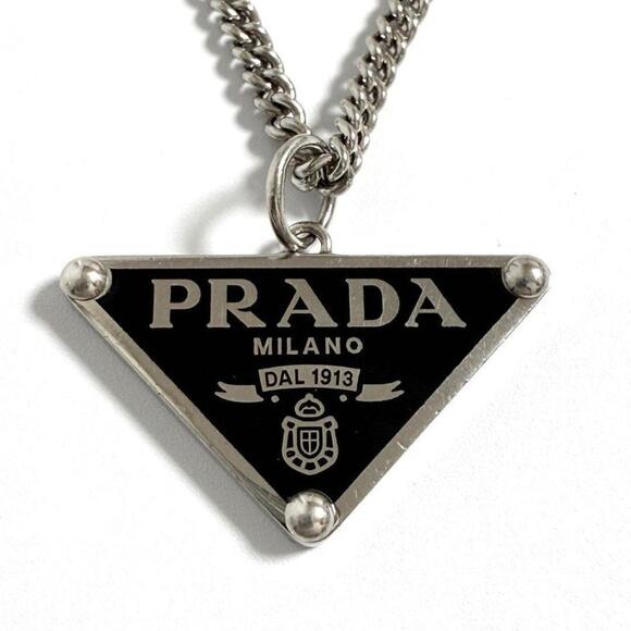PRADA Logo Silver Necklace - Picture 1 of 10